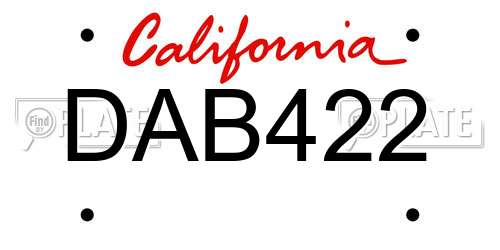 DAB422 California License Plate