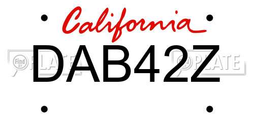 DAB42Z California License Plate