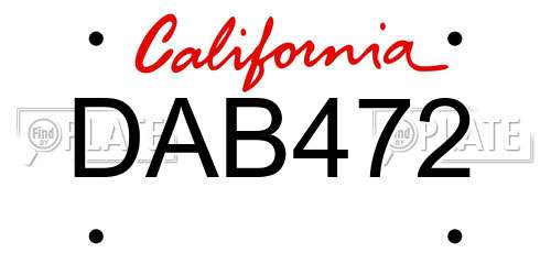 DAB472 California License Plate