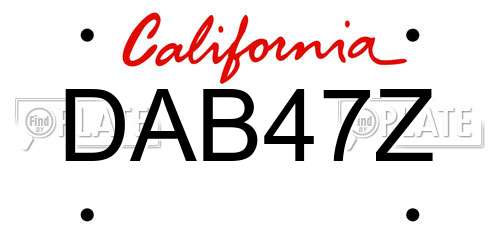 DAB47Z California License Plate