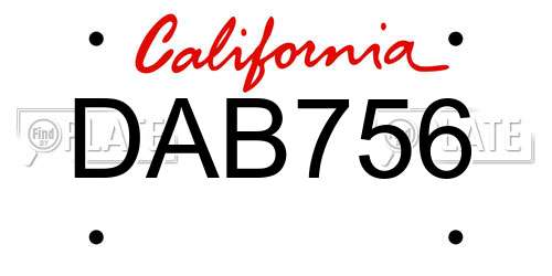 DAB756 California License Plate