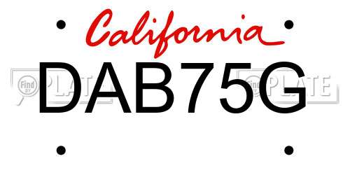 DAB75G California License Plate