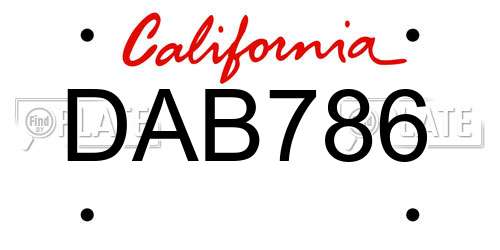 DAB786 California License Plate