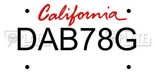 DAB78G California License Plate