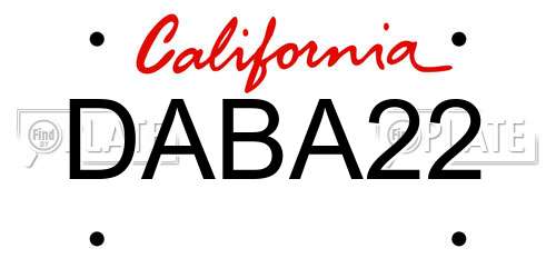 DABA22 California License Plate
