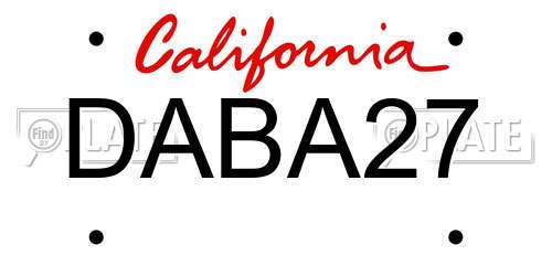 DABA27 California License Plate