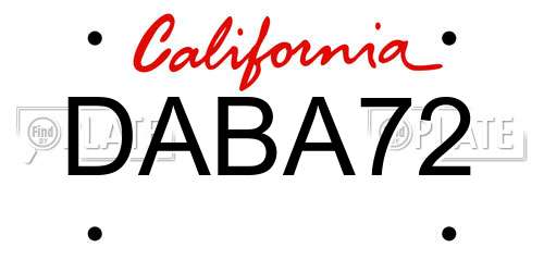 DABA72 California License Plate