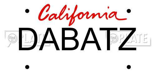 DABATZ California License Plate