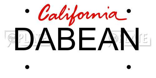 DABEAN California License Plate