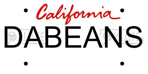 DABEANS California License Plate