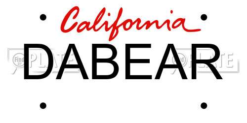 DABEAR California License Plate