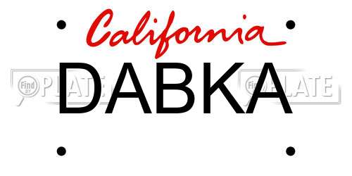 DABKA California License Plate