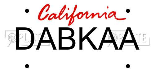 DABKAA California License Plate