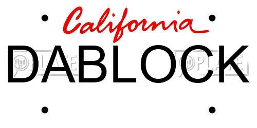DABLOCK California License Plate