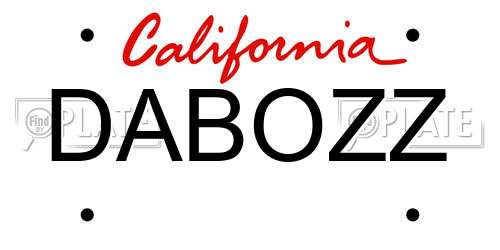 DABOZZ California License Plate