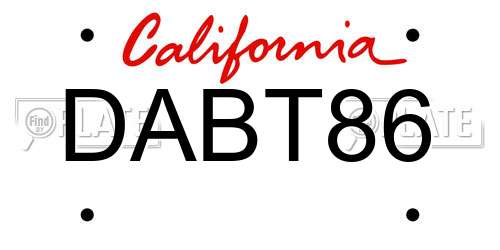 DABT86 California License Plate