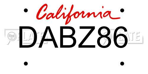 DABZ86 California License Plate