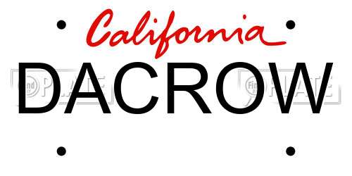 DACROW California License Plate