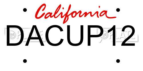 DACUP12 California License Plate