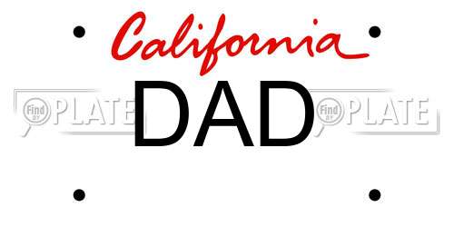 DAD California License Plate