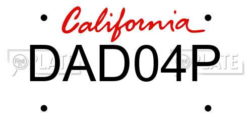 DAD04P California License Plate