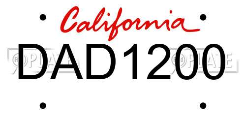 DAD1200 California License Plate