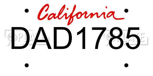DAD1785 California License Plate