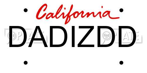 DADIZDD California License Plate