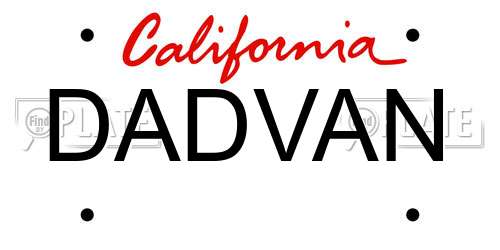 DADVAN California License Plate