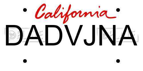 DADVJNA California License Plate