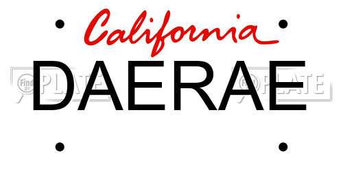 DAERAE California License Plate