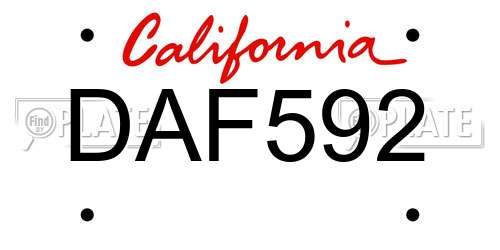 DAF592 California License Plate