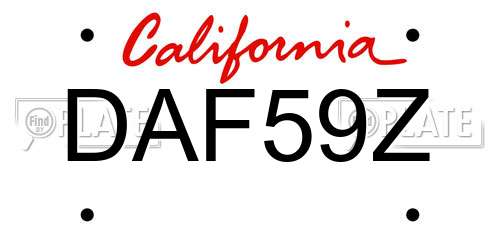 DAF59Z California License Plate
