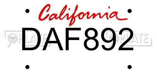 DAF892 California License Plate