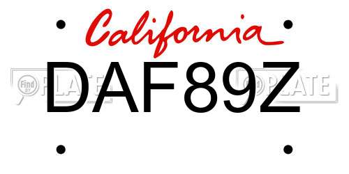 DAF89Z California License Plate
