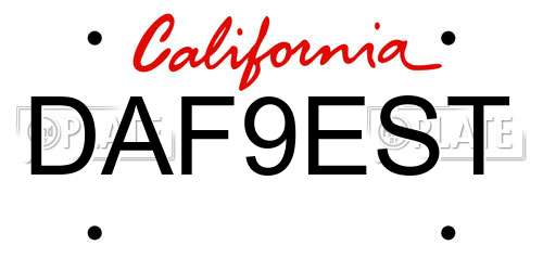 DAF9EST California License Plate
