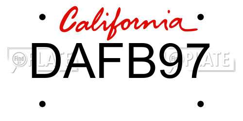 DAFB97 California License Plate