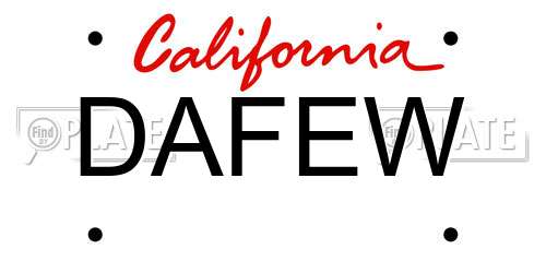 DAFEW California License Plate