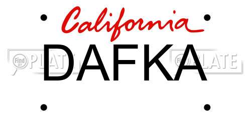 DAFKA California License Plate