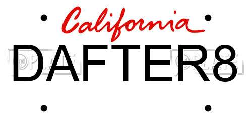 DAFTER8 California License Plate