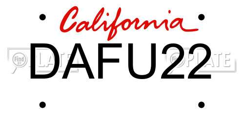 DAFU22 California License Plate