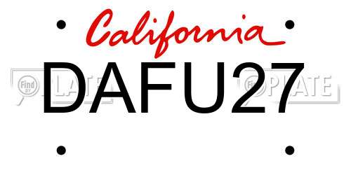 DAFU27 California License Plate
