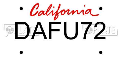 DAFU72 California License Plate