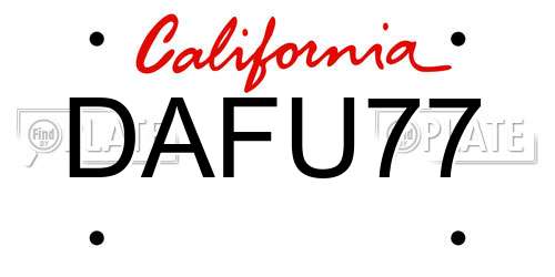 DAFU77 California License Plate
