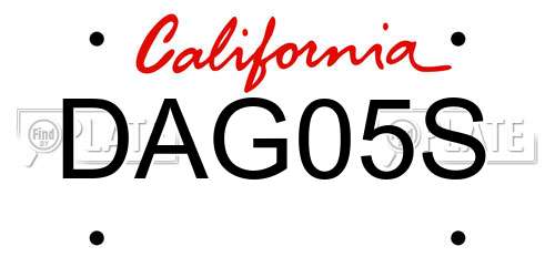 DAG05S California License Plate