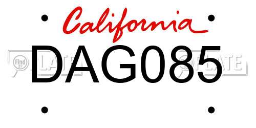 DAG085 California License Plate