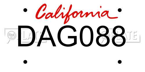 DAG088 California License Plate