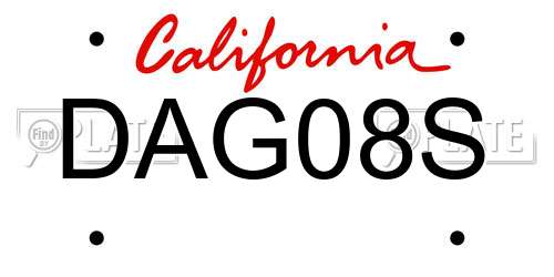 DAG08S California License Plate