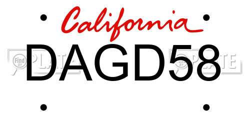 DAGD58 California License Plate