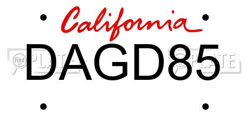 DAGD85 California License Plate
